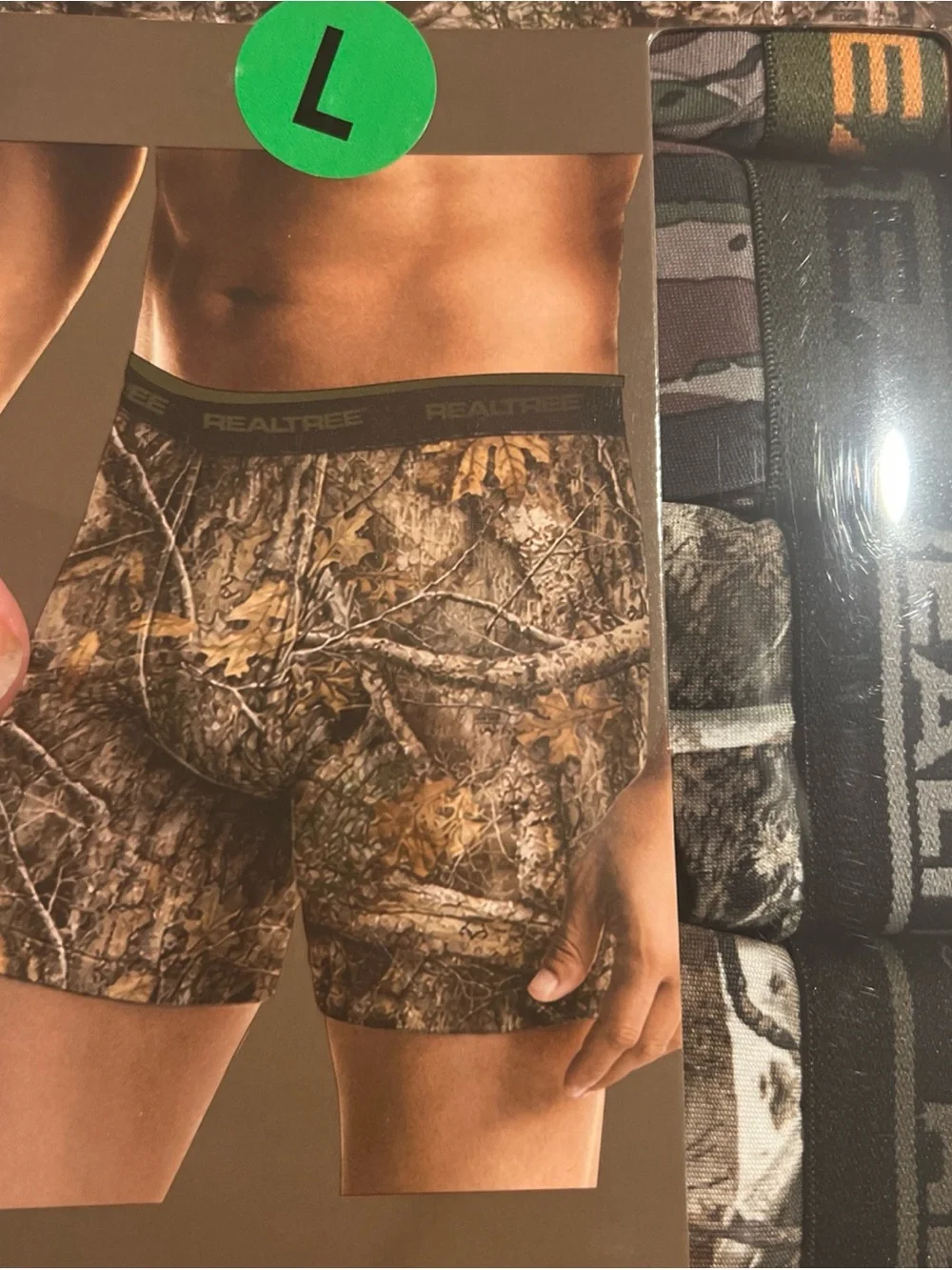 Realtree Men’s Camo Boxer Briefs - 5 Pack, Brown Camo/ black